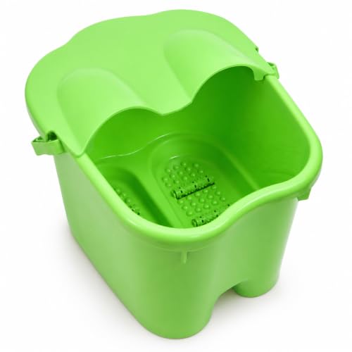 Image of Basicwise Collapsible Foot Spa Bucket with Cover, Deep Soaking Basin for Pedicure, Portable Folding Massage Bath Tub, Compact Wash Container