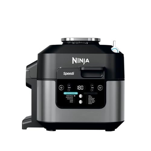 Ninja Speedi Pentola Elettrica Rapida 10 in 1, Friggitrice ad Aria, 5,7 l, Pasti per 4 in 15 Minuti, Frittura ad Aria e Cottura al Vapore, Idea Regalo Natale, Nero, ON500EU