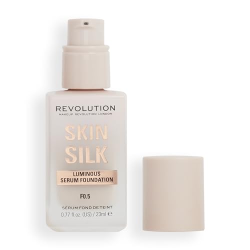 Makeup Revolution, Skin Silk Serum Foundation, Light to Medium Coverage, Contains Hyaluronic Acid, F0.5, 23ml