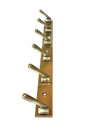 Image of Metal Antique Brass 6 Pin (Pack of 3) Black Cloth Hanger Wall Mounted Bathroom Cloth Hanger,Coth Wall Hook,Door Hooks Rail for Hanging Keys,Clothes,Towel