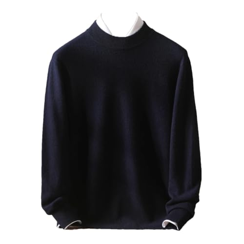 Dcvmvmn Men's Merino Wool Sweater Half High Collar Knitted Casual Solid Color Base Cashmere Sweater