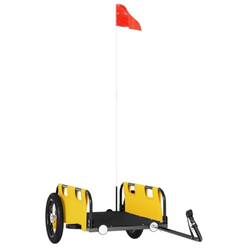 vidaXL Remorque de vélo Jaune Tissu Oxford et Fer, Chariot de vélo, Chariot de vélo, remorque de vélo pour Enfants, Poussette de vélo