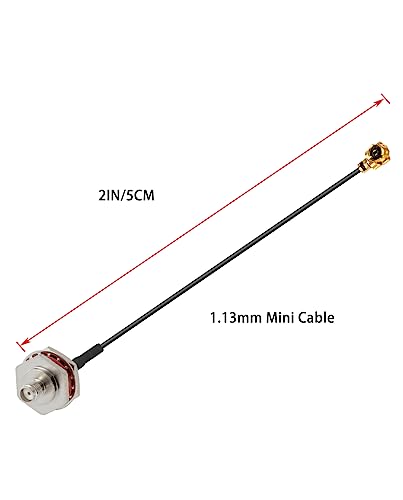 Vecys 2PCS U.F.L1 to SMA Female Waterproof Box M16 Low Loss Coaxial Cabl 2" /5CM U.F.L1 to SMA Female 1.13mm Mini-Coaxial Pigtail Cable for Wireless Routers Mini PCIE Network Cards PCI - Image 2