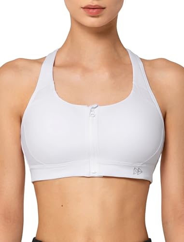 Image of Yvette Racerback Sports Bras for Women High Impact Front Zip Supportive Wireless Workout Bra