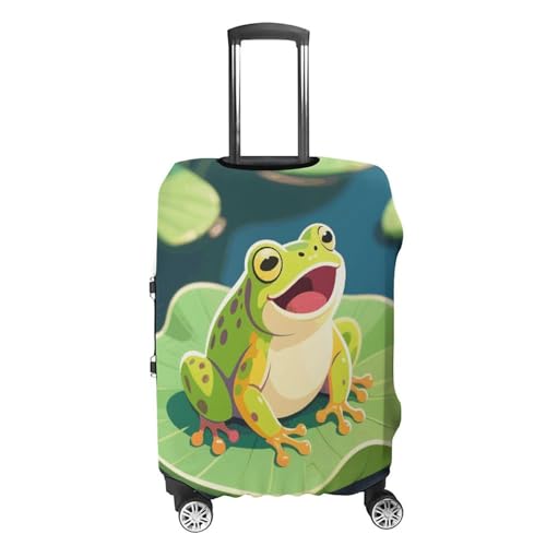 Frog in The Pond Elastic Luggage Cover Suitcase Protector for 19-32 Inch Suitcases | Universal Stretchable Travel Bag Cover | Anti-Scratch, Washable with Zipper Closure L4
