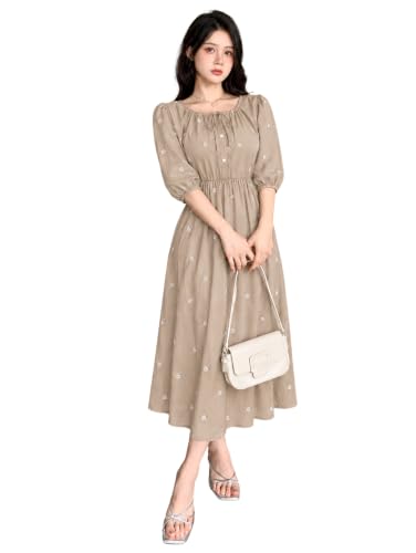 Image of SMOWKLY Cotton Blend Women's Casual Dress Mid-Length Maxi Dress for Woman ||Stylish Frocks for Women ||One Piece Dress for Women || Long Midi Dress for Woman || Party & Beach Wear
