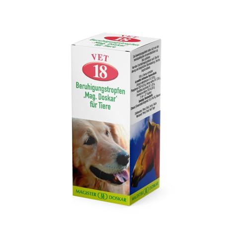 MAGISTER DOSKAR Nr. 18 – Homöopathische Tropfen zur Beruhigung bei Tieren – 50 ml – sanfte Nervenhilfe für Hunde, Katzen & Kleintiere