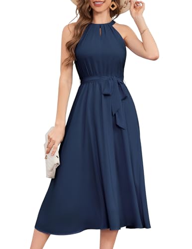 Bbonlinedress Women Halter Chiffon Wedding Cocktail Dress Formal Bridesmaid Homecoming Prom Party Maxi Flowy Dress