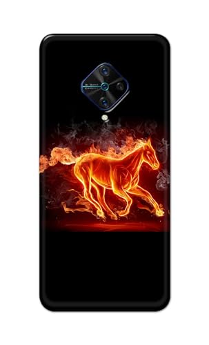 Image of PRINTFIDAA Printed Hard Back Cover Case for Vivo S1 Pro Back Cover (Fiery Horse) -112