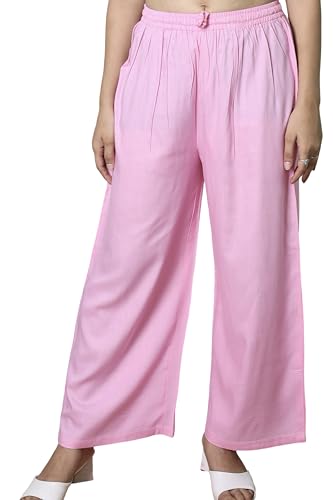 Image of KASANI Women's Solid Rayon Palazzo Pants Regular Palazo