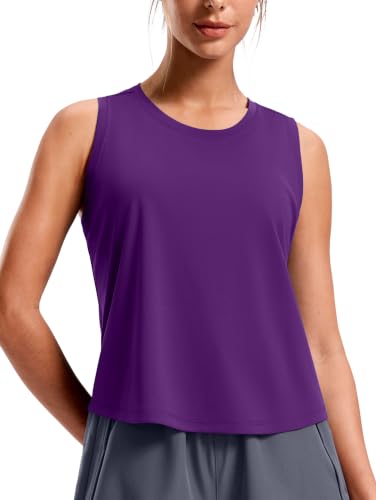 SANTINY Cropped Racerback Workout Tank Top (Dark Purple_XS)