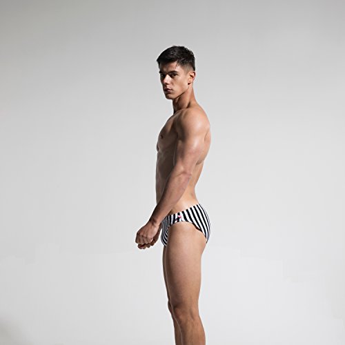 Men's Low Rise Striped Swimwear Swim Briefs4