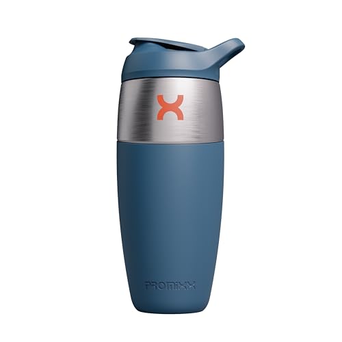 Promixx Pursuit - Botella mezcladora de 950 ml, botella mezcladora de proteínas de acero inoxidable de una sola pared, batidos súper suaves, 950 ml, azul medianoche