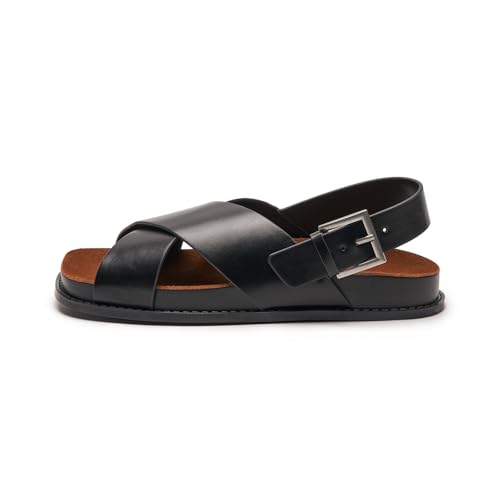Image of C.Paravano Women Sandals | Women's Slide Sandals | Comfortable Dressy Flat Sandals | Sandals with Arch Support | Adjustable Buckle Slip On