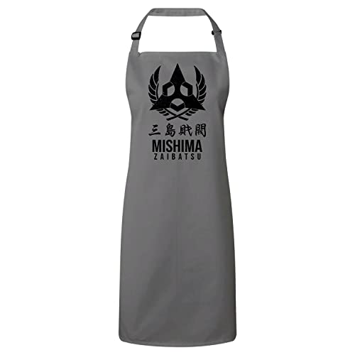 Tablier cuisine Mishima Zaibatsu gris pour cuisiner comme un chef pendant vos soirées jeux vidéo