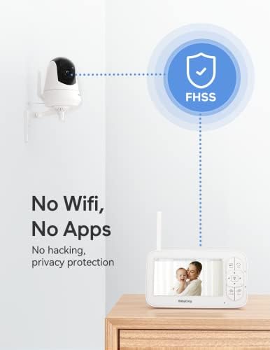 Babycozy Video Baby Monitor with Camera and Audio 5" 720P Display 5000mAh Battery Baby Camera Monitor No WiFi Remote Pan-Tilt-Zoom, Infrared Night Vision, 2-Way Talk and Lullaby Player, Ideal Gift