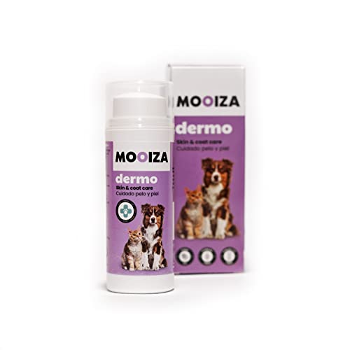MOOIZA DERMO - Complemento Alimenticio Pelo y Piel Perros y Gatos - Pelaje y Piel más Sano - con Aceite de Pescado - Vitaminas Perros y Gatos - para Piel Sensible, Dermatitis, Caída Pelo