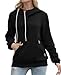 Cindeyar Damen Hoodie Winter Pullover Kapuzenpullover Langarm Baumwoll Mischung Warmer Sweatshirt Kapuzenjacke(107-Schwarz,XL)