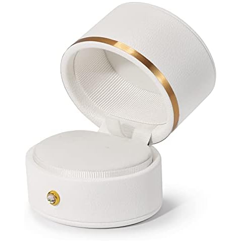 Oirlv Leather Ring Box Engagement Proposal Wedding Ring Gift Box Multifunctional Jewelry Boxes Earring Necklace Gift Box (White) Cover