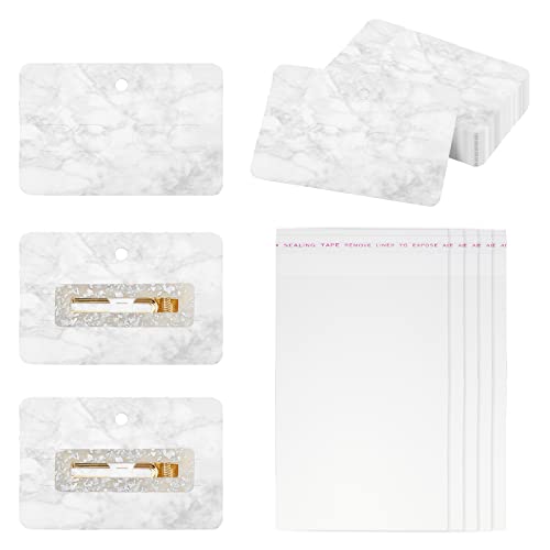 PH PandaHall 100pcs Hair Clips Display Card Set 50pcs Wood Grain Kraftpaper Holder Tag 2.5x3.9