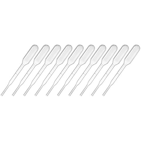 sourcing map 50 Uds Plástico Desechables Pipetas 0.2ml, Claro Transferencia Pasteur Pipetas, 61mm Longitud, Líquido Gotero para Laboratorio Cover
