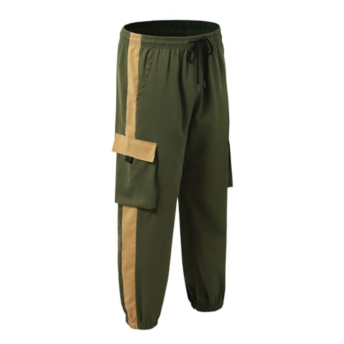 Men's Cargo Pants with Big Pockets Casual Color Blocked Drawstring Hiking Tactical Pants Lightweight Casual Summer Joggers3