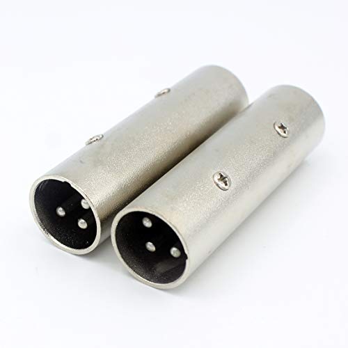 LoongGate XLR Male to Male Adapter, XLR 3 Pin Male to 3 Pin Male Microphone Line Gender Changer - 2 Pack, siliver, XLRM-XLRM - Image 2