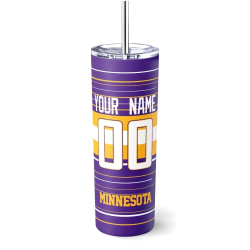 Image of Minnesota Tumbler 20oz Travel Mug Custom Name and Number Gifts | Stainless Steel Insulated Coffee Cup for Women Men