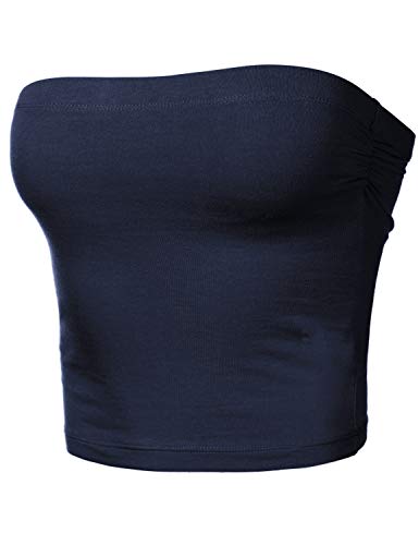 Image of Women's Shapewear Tube Tops Strapless Ruched Built-in Shelf Bra Casual