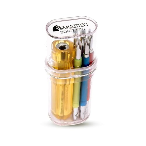 Image of MULTITEC SDK-777iC 7-in-1 Insulated Screwdriver Kit | Electrician Tool Set with Voltage Tester | Heavy-Duty Electrical Maintenance Toolkit