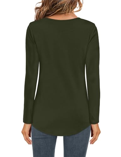 Image of Elesomo Womens T Shirts V Neck Summer Short /Long Sleeve Cotton Tops Tees