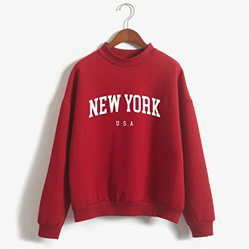 Women's Autumn Winter Sweatshirt O Neck Pullover New York Letter Print Long Sleeve Teen Girls Basic Sweatshirt School Juniors Tops - Image 3