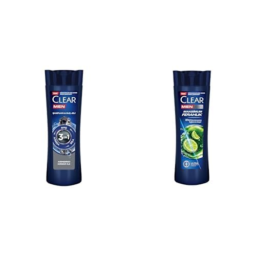 Clear Men 3 in 1 Şampuan & Duş Jeli Arındırıcı Kömür Saç Yüz Vücut İçin ve Clear Men Kepeğe Karşı Etkili Şampuan Maksimum Ferahlık 350 ml