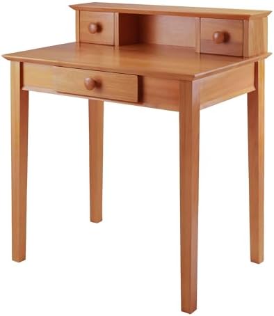 Winsome Studio Desk with 3 Drawers, for Home Office, 35", Honey - Thumbnail 5