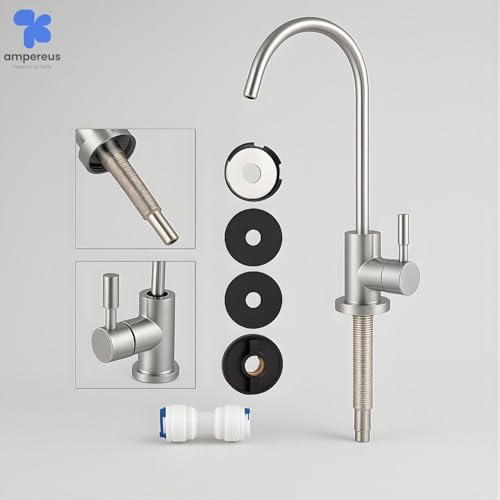 Image of AMPEREUS RO Faucet | Premium RO Water Tap for Water Purifier | Chrome Finish Stainless Steel Kitchen Sink Faucet with 360 Rotatable, Smooth Flow & Durable Design for Home Kitchen Use (Silver)