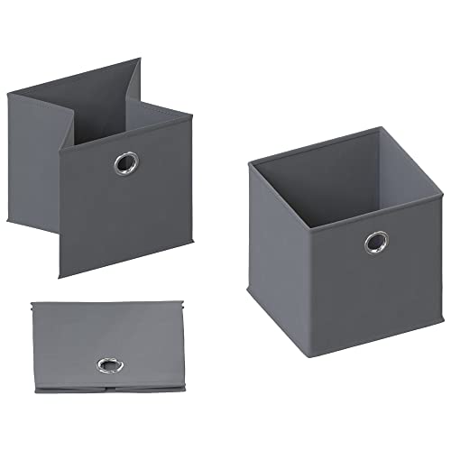 Vida Designs Durham Foldable Storage Cube Baskets Fabric Box With Metal Easy Access Handle Home Organiser (4 Pack, Grey) - Image 2