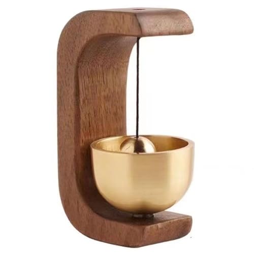 Door Chimes Bells, Door Chime Magnetic C-shaped Door Harp Wooden Cute Decorative Door Entry Chime Doorbell Chime for Door Opening Shopkeepers Business, Walnut Color