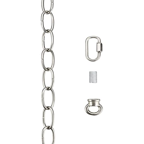Aspen Creative 21109-31,Steel 6 Feet Heavy Duty Chain & Quick Link Connector for Hanging Up Maximum Weight 40 Pounds-Lighting Fixture/Swag Light/Plant in Brushed Nickel.11 Gauge.