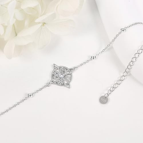 Image of YAFEINI Nudo de Bruja Plata 925 Original Witches Knot Anklet Sterling Silver Witch Foot Jewelry Witchy Gifts for Women