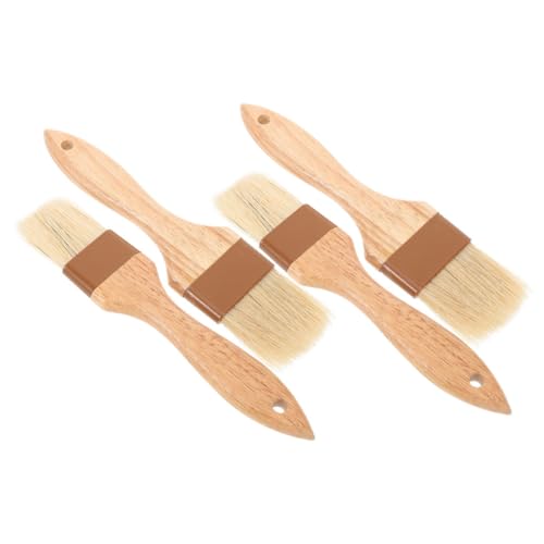 VINTORKY 4pcs Basting Brush with Wooden Handles Versatile Pastry Brush for Cooking Baking Bbq Sauce Application Kitchen Utensil for Grilling and Marinades
