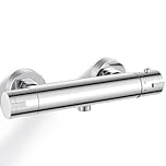 Thermostatic Shower Mixer, Bevankly Exposed Thermostatic Shower Mixer Taps Valve Anti Scald Tap, Wall Mounted Shower Mixer Bar with Anti-Scald Control Valve, Brass, 150mm