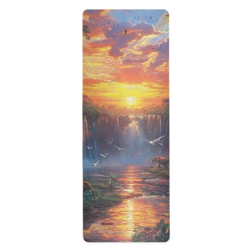 Jihqo Fairy Waterfall Landscape Yoga Mat Non-slip Exercise Mat for Hot Yoga Workout, Pilates and Fitness 70.8