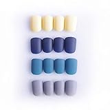 Laza 96 Pcs Colorful Fake Nails Full Cover Square Short Matte Artificial Acrylic Nails - Turquoise
