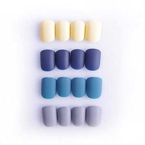 Laza 96 PCS Colorful Fake Nails Full Cover Square Short Matte Artificial Acrylic Nails - Turquoise
