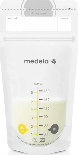 Image of Medela Breast Milk Storage Bags, 100 Count, Ready to Use Breastmilk Bags for Breastfeeding, Self Standing Bag, Space Saving Flat Profile, Hygienically Pre-Sealed, White, 6 Ounce