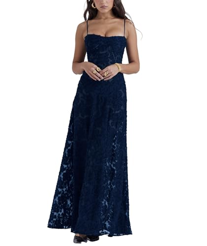 Image of ECDAHICC Women's Summer Boho Cowl Neck Floral Cocktail Party Maxi Dresses High Waist Ruffled Beach Sundress