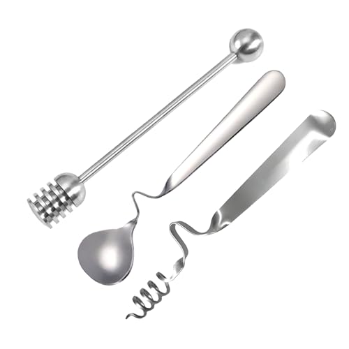 Jecdfs Set de 3 Cucharas de Miel en Acero Inoxidable 304, Cucharas para Mermelada y Yogur, Utensilios Prácticos para Miel, Jarabe y Gelatina - Perfectas para Tarros y Cocina
