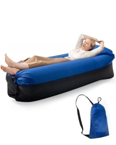 Rumicet Aufblasbare Liege mit Kissen, tragbarer aufblasbarer Strandstuhl, wasserdicht und auslaufsicher, ideal für Camping, Wandern, Picknicks, Outdoor-Aktivitäten, Festivals und Strandpartys