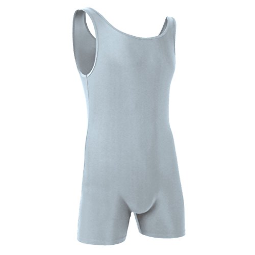 iiniim Menâ€s One Piece Stretchy Bodywear Bodysuit Sleeveless Tights Leotard Underwear Silver-Gray L