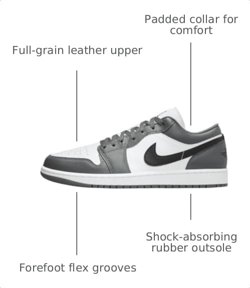 Image of Air Jordan 1 Low Men's Shoes (553558-152, White /Iron Grey /Black)